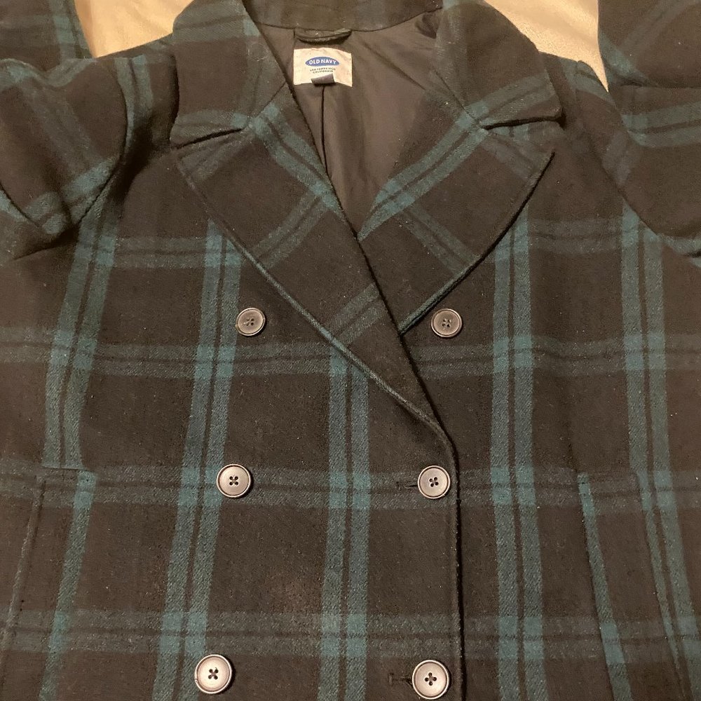 Old Navy Wool Blend Plaid P-Coat - Picture 12 of 12